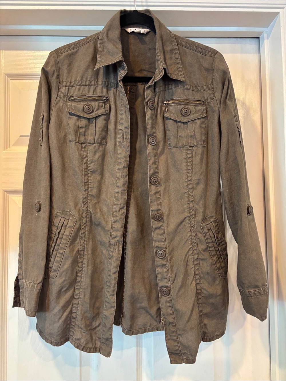 CAbi Brown Utility Button-Front Women's Jacket